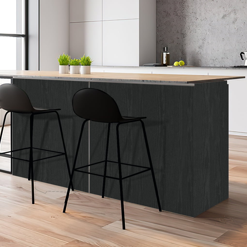 Arthome Black Wood Paper, 17"x 393" Self Adhesive Wallpaper Waterproof Gloss PVC Vinyl, Oil Proof,Black Wood Vinyl Paper for Furniture Cover Surface,Countertop,Kitchen,Shelf Liner
