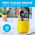 thumbnail image 3 of Cooler Kitchen Extra Large Rotating Utensil Holder Caddy with Sturdy No-Tip Weighted Base, Removable Divider, and Gripped Insert: Yellow | Rust Proof Plastic and Dishwasher Safe, 3 of 8