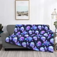thumbnail image 2 of Honeii flower starry sky Skull print throw blanket, crafted from cozy cotton flannel, offers versatile home decor as a bedding suitable for all seasons.-50"x40", 2 of 6