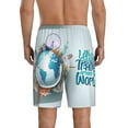 thumbnail image 3 of Easygdp Let's go Travel Around the World Men's Short Pajama Pants, Sleep Shorts, Household Pants, Casual Pants with Pockets - XX-Large, 3 of 9
