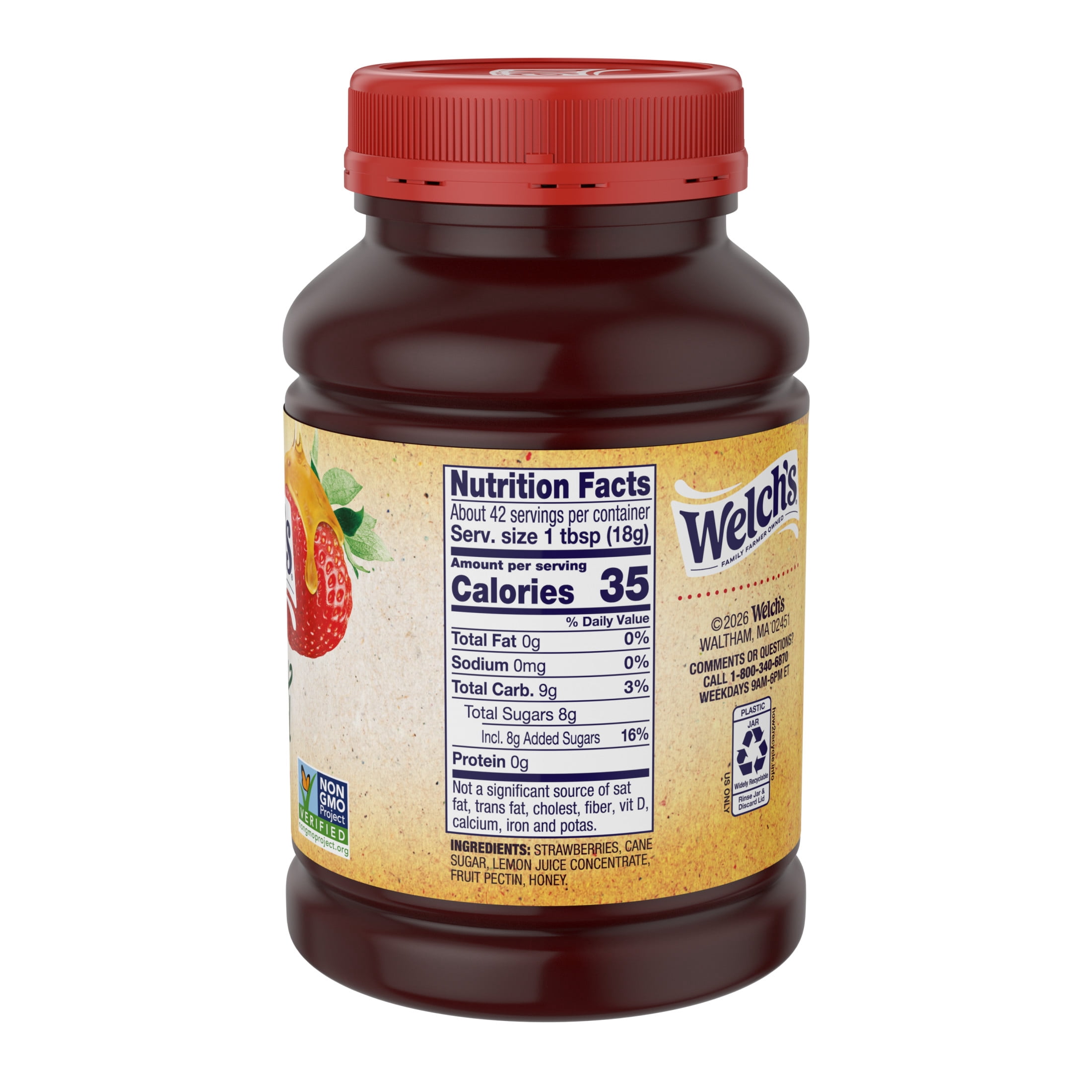 Welch's Simply Natural Strawberry Spread, 27 oz Jar