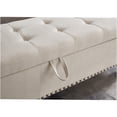 thumbnail image 4 of JERFIT 59 Inch Upholstered Storage Bench, Ottoman Footrest with Hidden Compartment for Bedroom, Living Room, Beige Linen, 4 of 9