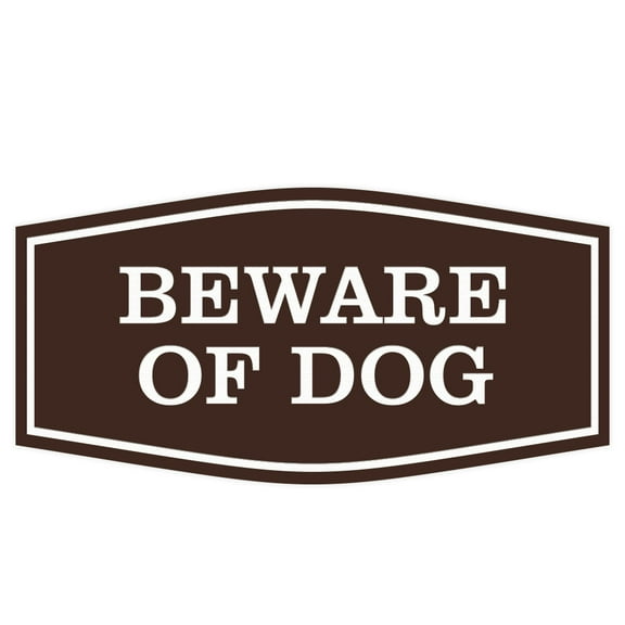 Fancy Beware of Dog Sign (Dark Brown) - Small
