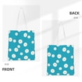 thumbnail image 3 of YFYANG Reusable Cotton Canvas Tote Shopping Bag, Blue Daisy Pattern Washable Portable Grocery Bag for Daily Travel, 3 of 8