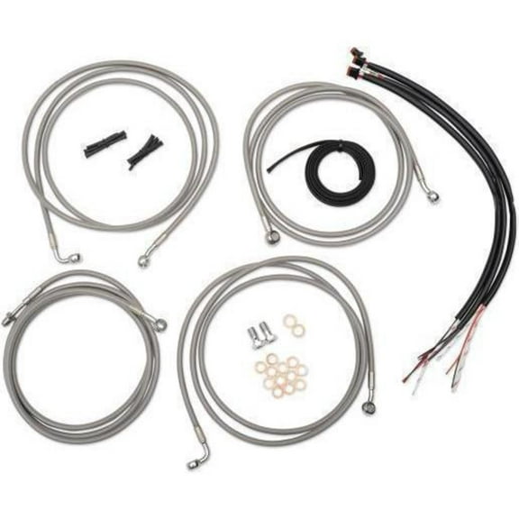 LA Choppers LA-8310KT2-08B Complete Handlebar Cable and Brake Line Kit - Black Vinyl/Stainless