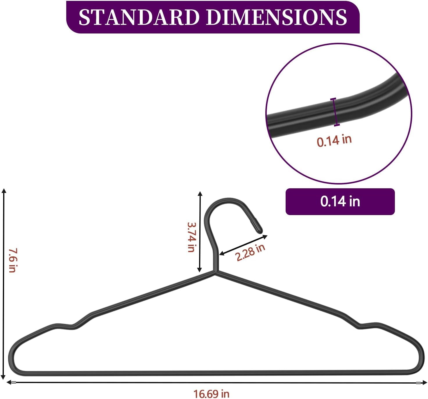 Heavy Duty Thickened and Reinforced Metal Hangers+5 Clothes Pins, Non-Slip Black Metal Hangers, Weight Capacity 50 lbs, Heavy Duty Hanger for Coats, Suits, Shirts, Dresses