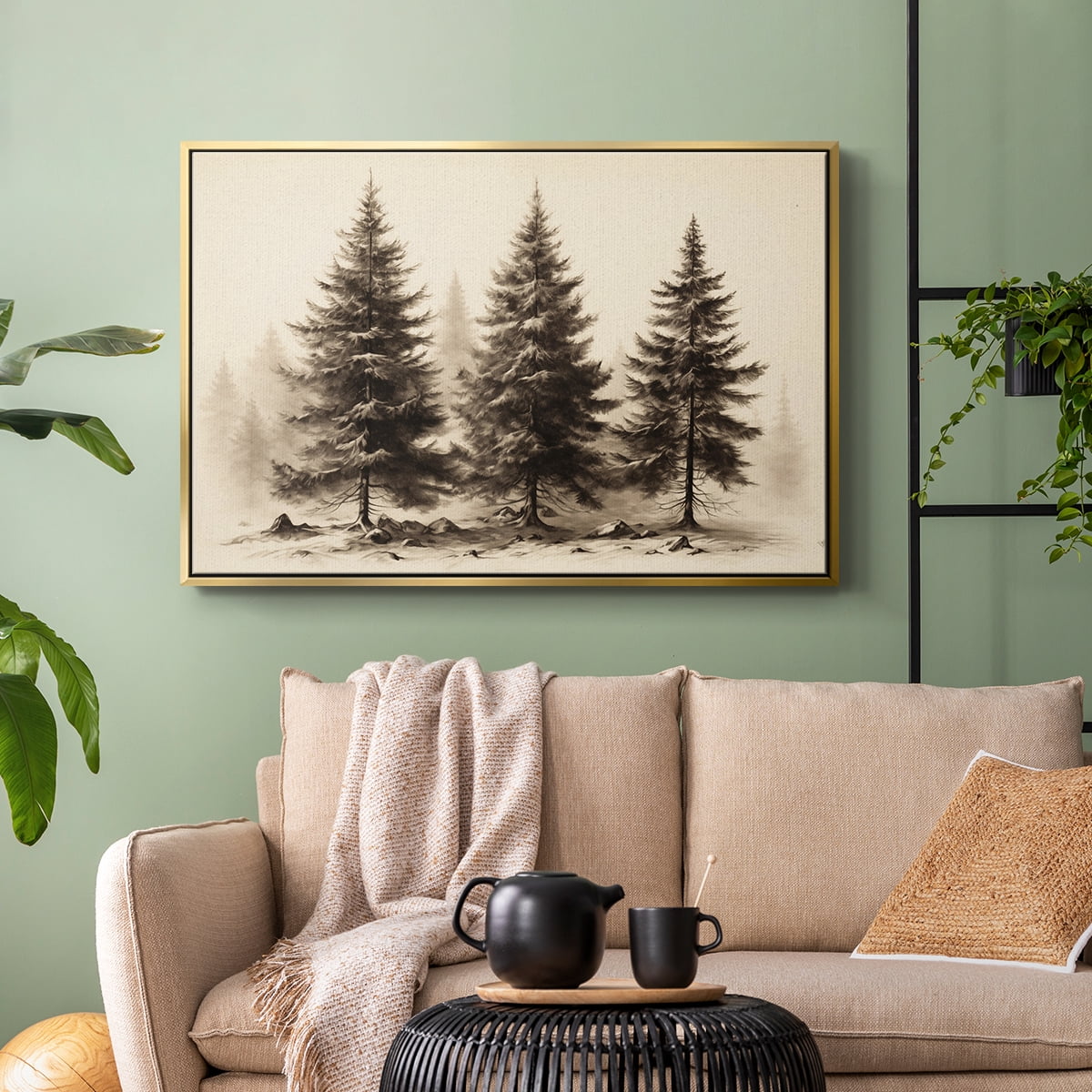 Vintage Landscape-CLXX By Wexford Home Framed in Gold Wood Gallery Wrapped Canvas 25 in. x 37 in.