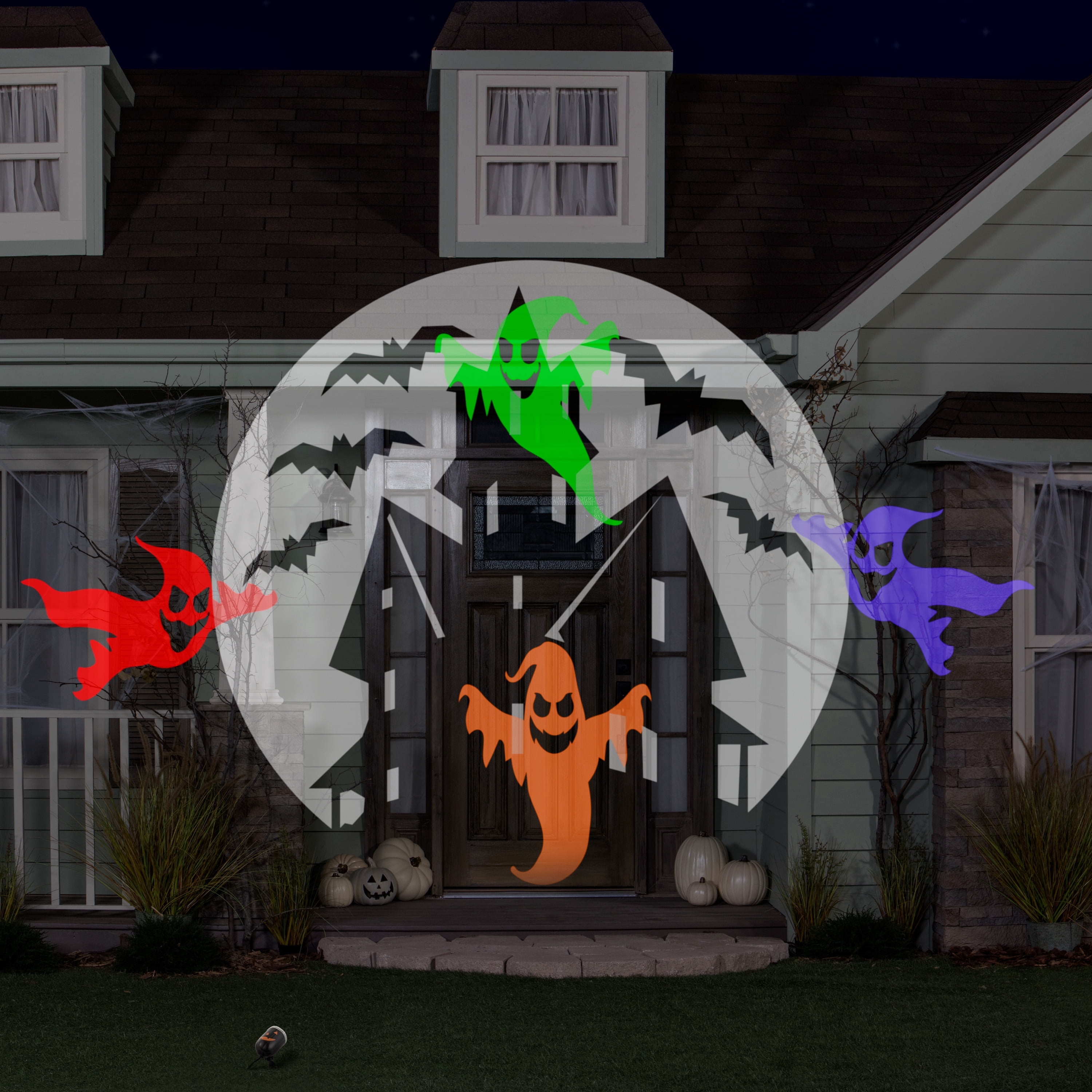 Halloween Lightshow Projection Illuminations Haunted House with Ghosts