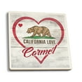 thumbnail image 1 of Carmel, California, State Bear with Heart, Contour (Absorbent Ceramic Coasters Set of 4 Matching Images, Cork Back, Kitchen Table Decor), 1 of 3
