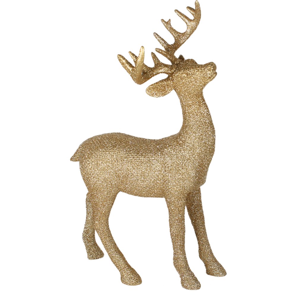 Holiday Time Christmas Decor Gold Glittered 11" Resin Deer  Walmart