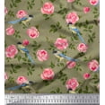 thumbnail image 1 of Soimoi Cotton Poplin Fabric Leaves,Floral & Leafbird Bird Print Sewing Fabric Yard 42 Inch Wide, 1 of 3