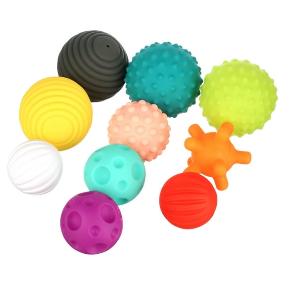 Infantino Textured Plastic Multi-Ball Set, 6-12 Months, Multicolor, 10-Piece