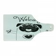 thumbnail image 1 of Pug Cutting Board, Black and White Dog with Welcome Word over Its Head Hospitality Happiness Image, Decorative Tempered Glass Cutting and Serving Board, Wine Bottle Shape, Black White, by Ambesonne, 1 of 1