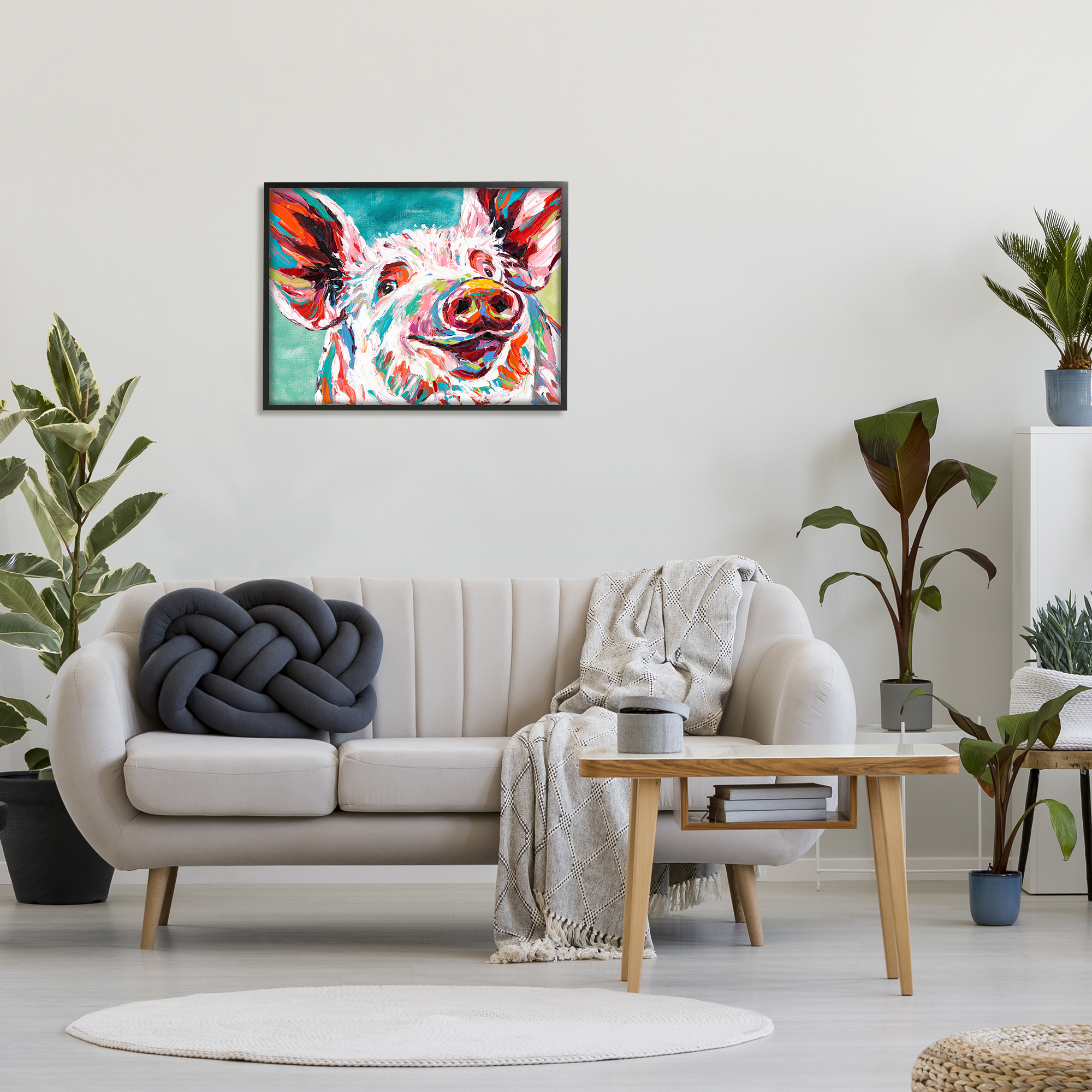 Stupell Industries Brightly Painted Pig Framed Wall Art by Carolee Vitaletti