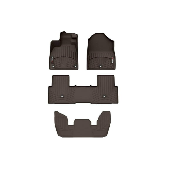WeatherTech Custom Fit FloorLiners compatible with 2023-2026 Honda Pilot - Complete Set (1st, 2nd, & 3rd Row), Cocoa