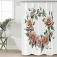 thumbnail image 2 of 54x78 Inch Shower Curtain Decorative Retro Flower Bathtub Bath Curtains Fabric Waterproof Bathroom Decor Pastoral Pastel Pink Rose Floral Leaf Small Stall Shower Curtain Set with 12 Hooks, 2 of 6