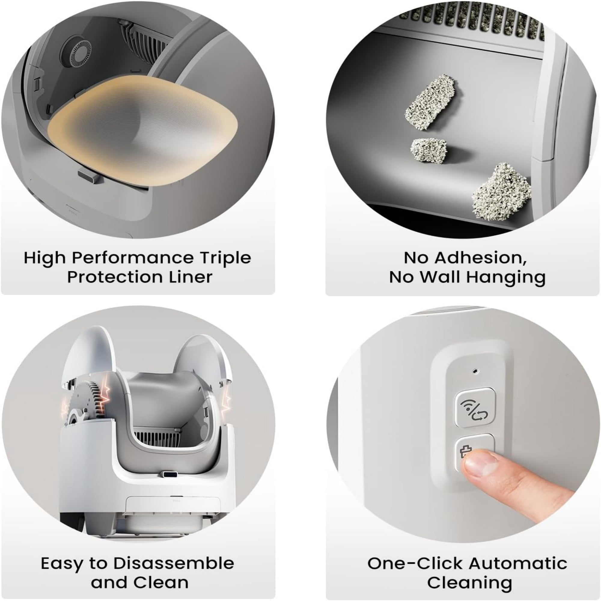 Smart Cat Litter Box, Self-Cleaning Litter Box for Multiple Cats with 4 Safety Sensors, APP Health Monitoring, Odor Control & Easy Cleaning for Cats, 70L