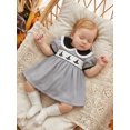 thumbnail image 5 of Cjfdfy Kids Toddler Baby Girls Halloween Dress Outfit Infant Baby Girls Summer Fall Clothes 6 12 18 24 Months 2 3 4 5 Years Doll Collar Ghost Witch Hat Bat Print Short Sleeve Striped Dress, 5 of 9