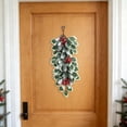 thumbnail image 4 of 20 Inch Artificial Christmas Teardrop Door Swag, Hanging Greenery Decor With Holly Leaves, Red Berries, Pinecones, Winter Wall Ornament For Front Door Porch Entryway, 4 of 6