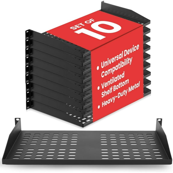 10-Pack 1U Server Rack Shelf - Universal Device Server Rack Mounting Tray