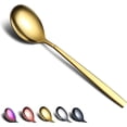 thumbnail image 1 of Cuchara de sopa dorada de 6, cubiertos de cuchara de sopa de acero inoxidable de titanio chapado en oro brillante, juego de cuchara de mesa de cuchara de sopa dorada, 1 of 1
