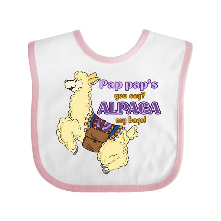 

Inktastic Pap Pap s You Say ALPACA my Bags with Cute Jumping Alpaca Gift Baby Boy or Baby Girl Bib