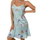 thumbnail image 1 of Vestido de noche para mujer con ribete de encaje, estampado floral, sin mangas, tirantes finos, dobladillo con volantes, vestido de noche de seda, cian S, 1 of 6