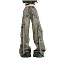 thumbnail image 1 of HBFAGFB Jeans Droits pour Femmes Pantalon Cargo Rétro Ample avec Poches Bleu Taille m, 1 of 1