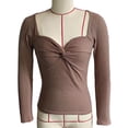 thumbnail image 2 of Top ajustado NikouMX blusa de punto acanalado de manga larga torcida para mujer, 2 of 3