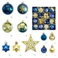 thumbnail image 3 of 45PCS Christmas Ball Ornaments Set, with Glitter Baubles Ornaments and Openwork Star Pendant for Xmas Tree, Holiday, Wedding, Party Decor, Blue and Gold and Silver (A), 3 of 9