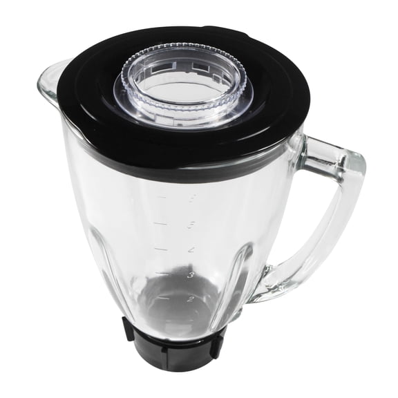 HQRP Glass Jar Set Replacement Compatible with Oster Osterizer Blender, 004954-011-090 014709-156-000 004902-003-NP0 084036000000 124461, 1.25L Pitcher, 0.33 Gallon Capacity, Round