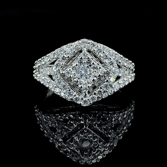 Princess Shape Composite Lab Grown Diamond Women Bridal Ring in Sterling Silver | | White Gold Plated