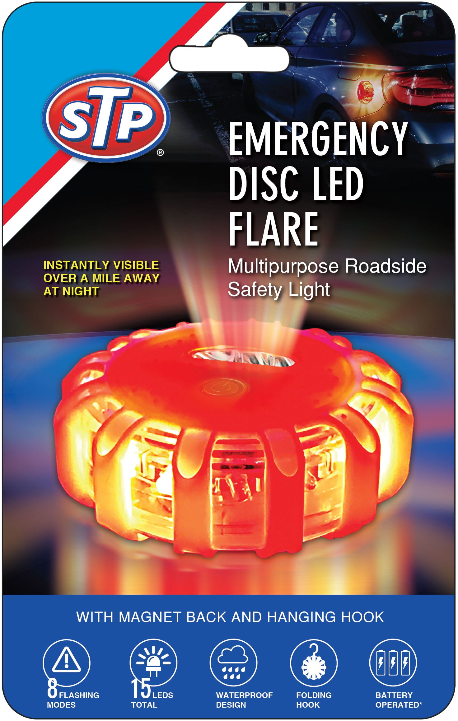 STP Emergency Roadside LED Flare, 8 Modes, 1 Mile Signal Visibility