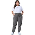 thumbnail image 3 of DARING DIVA Women's Plus Straight Leg Elastic Loose Pockets Trousers Grey 4X, 3 of 6