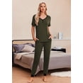 thumbnail image 4 of Ekouaer Pajamas for Women Set 2 Piece Lounge Set Short Sleeve Pjs Joggers Long Pants Sleepwear with Pockets, 4 of 6