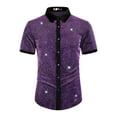 thumbnail image 2 of DARING DIVA Men's Metallic See Through Short Sleeves Disco Shiny Sheer Shirts XL Purple, 2 of 7