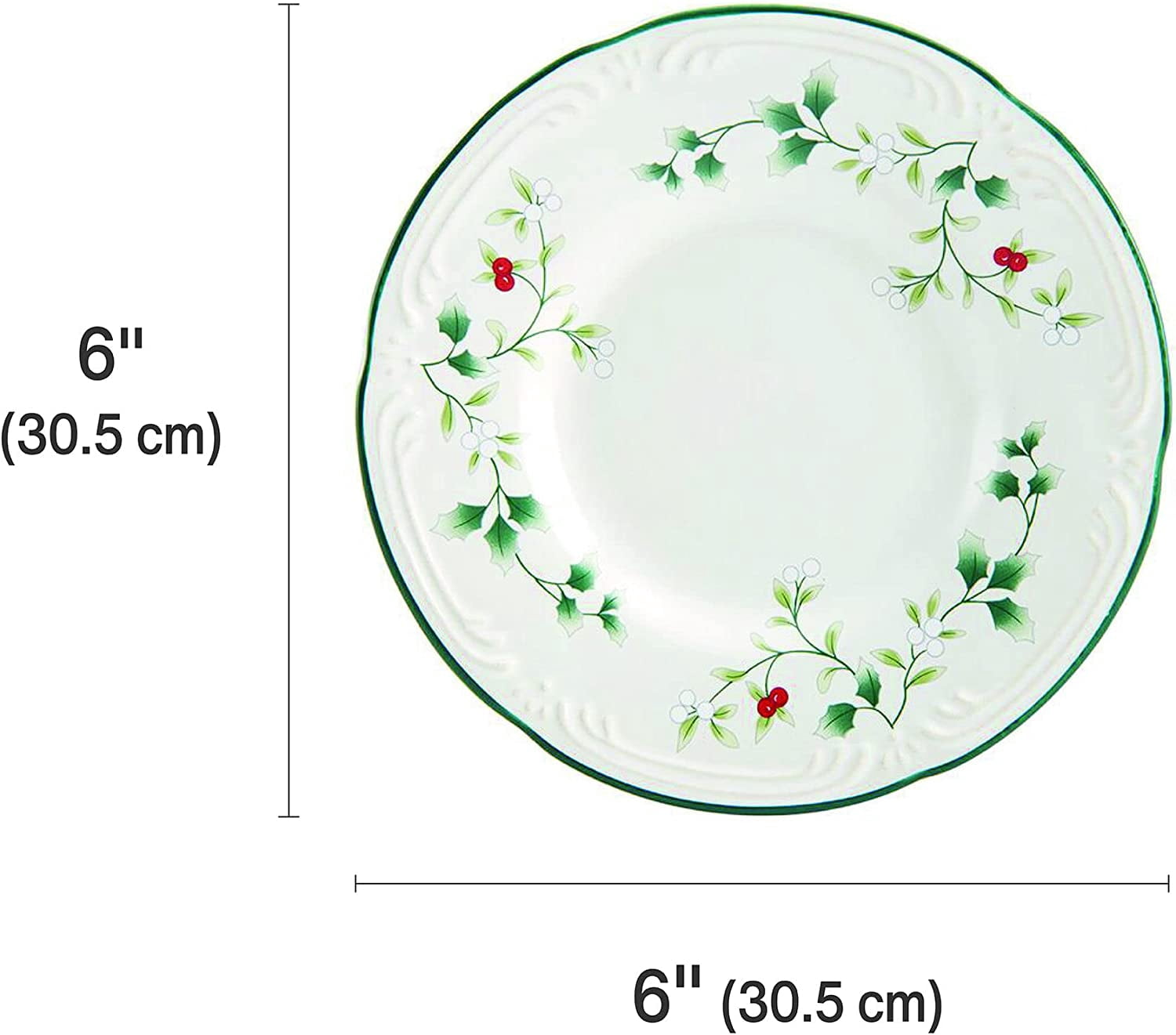 Pfaltzgraff Winterberry Stoneware 6 in Appetizer Plates, Set of 4, White