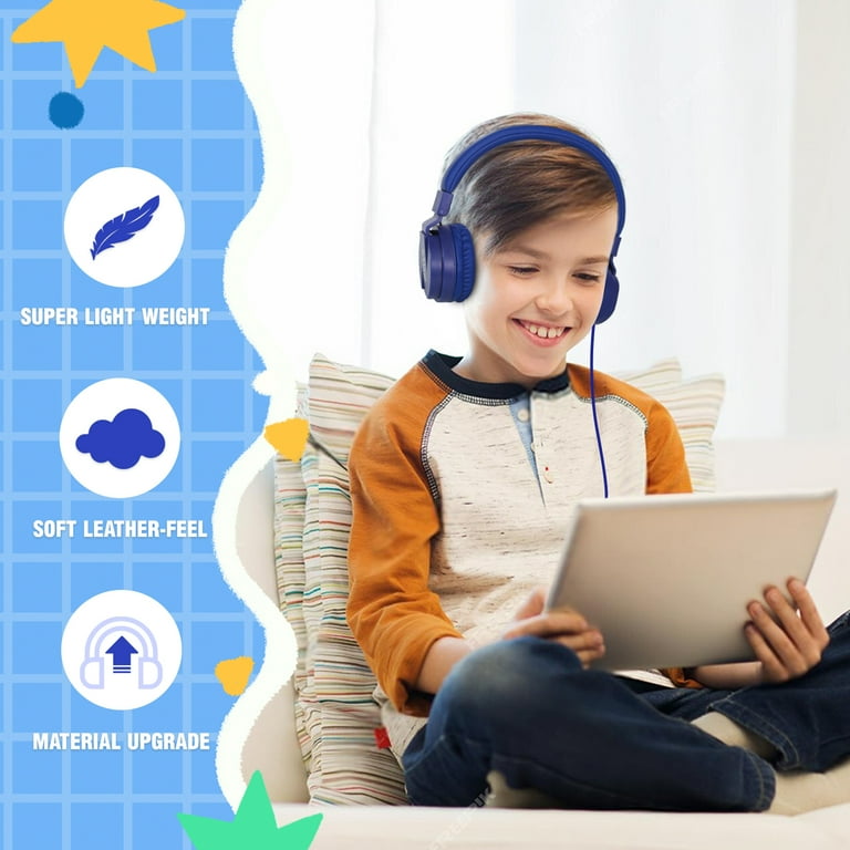 ONTA Kids Headphones for Boys Girls Child Student Headset Wired Plug Toddler Earphones School Teen on Ear for Computer Laptop Plane Travel