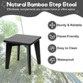 thumbnail image 2 of Bamboo Step Stool for Kids and Adults, Natural Material, Sturdy and Versatile Short Foot Stool for Bathroom, Kitchen, Bedroom, Compact 10-inch Small Wood Stool, Plant Stand (Black), 2 of 6