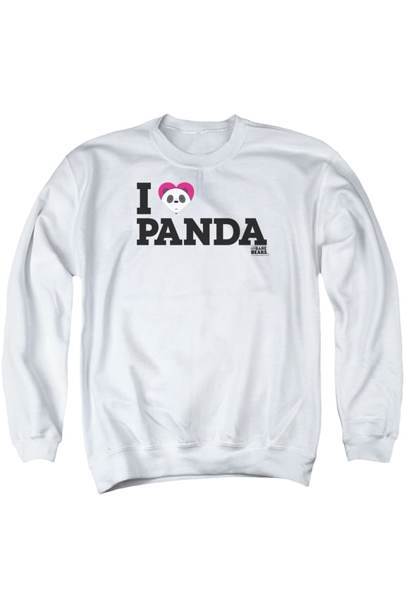 We Bare Bears Heart Panda Adult Crewneck Sweatshirt White