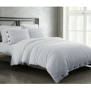 Cozy Beddings 3pc Duvet Cover Set White Reaction Collection Cotton/ Linen Stone Washed Bed Linen Cover Set