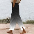 thumbnail image 2 of Hrsba Straight Leg Workout Pants,Lightweight Pants Women Solid Color Linen Loose Drawstring Straight Leg with Pockets Side Split Full Length Pants, 2 of 5