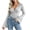 Gray, variant on Womens Ribbed Knit Tops Wrap V Neck Flare Sleeve Slim Casual Pullover Shirts