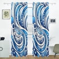 thumbnail image 2 of Blue White Partern Black Out Curtains 84 Inch Length for Bedroom Living Room Windows 2 Panels Set, 2 of 6