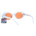 thumbnail image 4 of Color Lens Retro Mod Oval Round Minimal White Frame Sunglasses Orange, 4 of 4