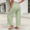 thumbnail image 5 of Women's Fashion Solid Color Elastic Waist Casual Pocket Straight Leg Loose Pants, 5 of 6