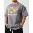 thumbnail image 5 of Yunliwuli Men’s Fashion T-Shirts Short Sleeve Round Neck Letter Print Loose Tops Casual Street T Shirts, 5 of 9