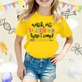 thumbnail image 2 of XEGLSBU Girls Shirts Size 8/10 Girls Short Sleeve Tops Casual Cartoon Print Tees Comfortable Round Neck Shirts for School Daily Wear Yellow Size 10-11 Years, 2 of 4