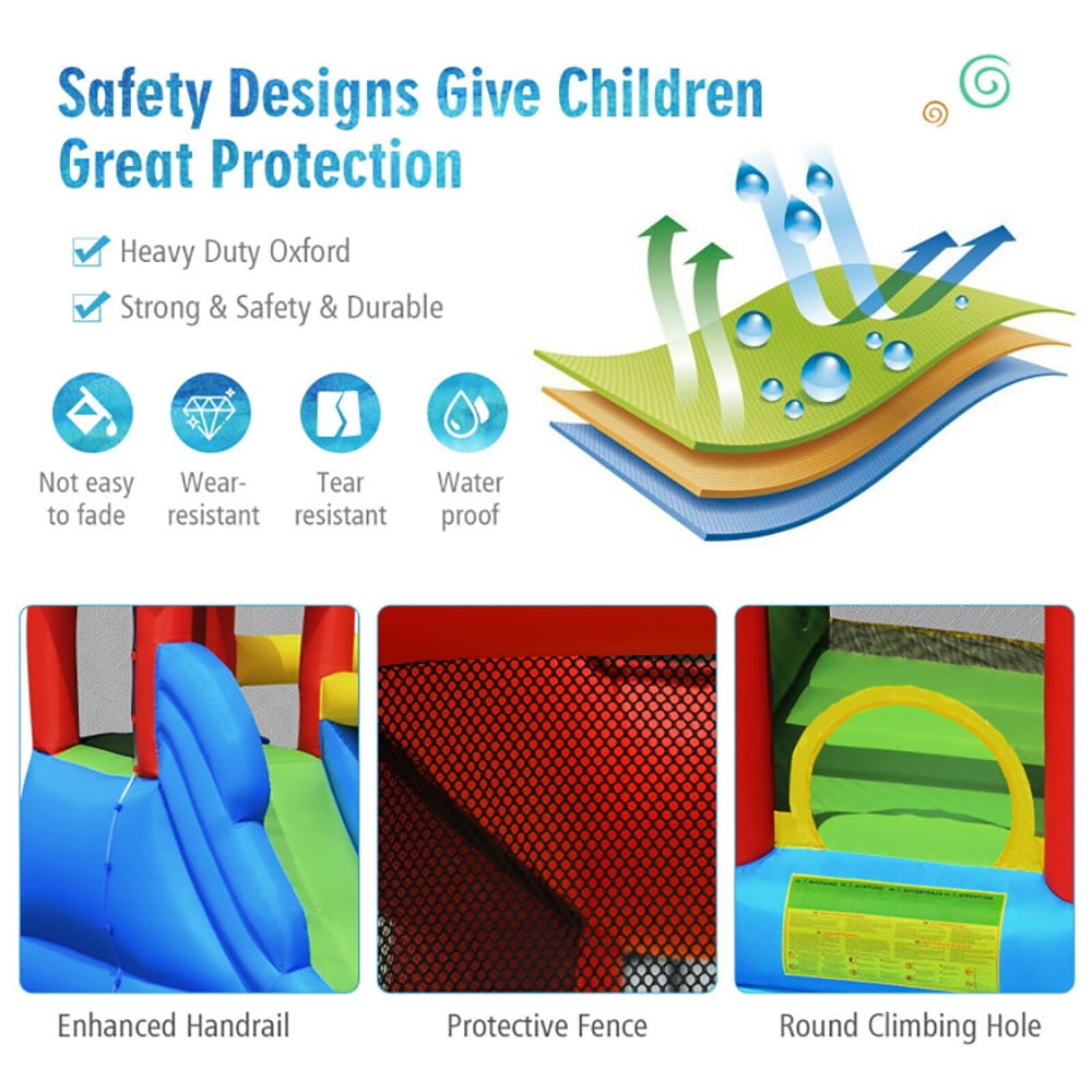Aimee Lii Inflatable Bouncer Bounce House with Water Slide Splash Pool without Blower, Playhouse for Kids Outdoor