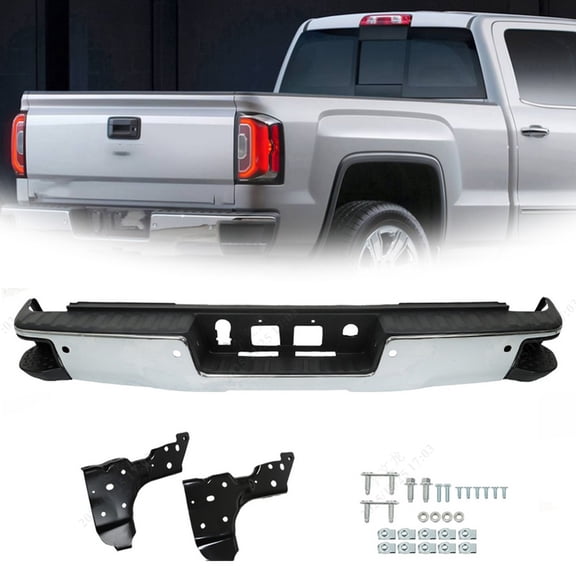 Chrome For Chevy Silverado GMC Sierra 1500 2014-2018 Rear Step Bumper Assembly